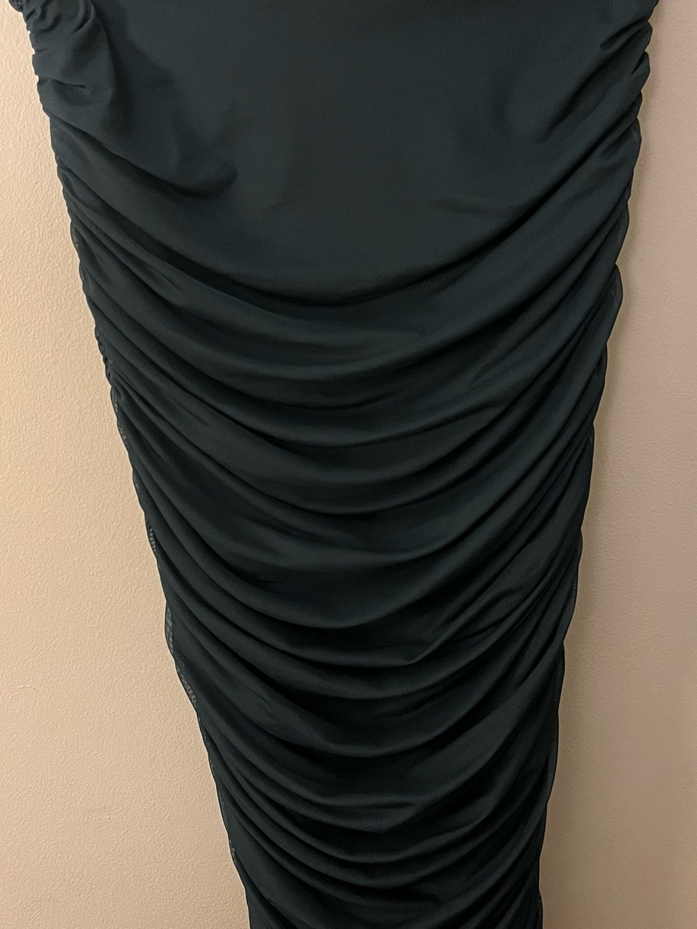 Express Dark Green Ruched Midi Skirt